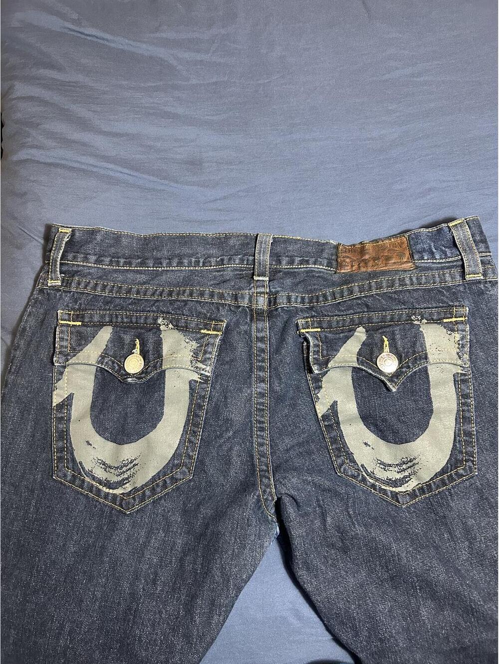 True Religion Brand Jeans Men's Dark Wash Bootcut Denim Jeans Size 36